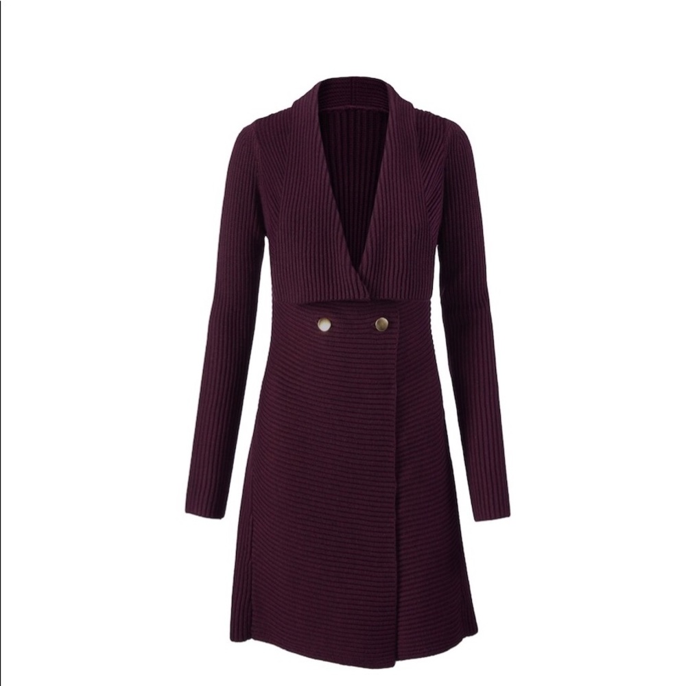 Cabi Burgundy ‘Coatigan’ with Gold buttons